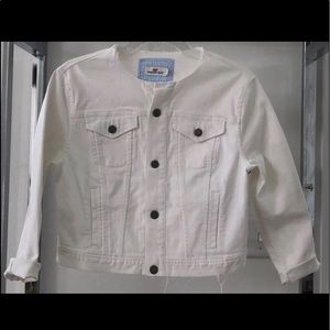 Vineyard Vines Distress Cropped White Jean Jacket